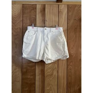 Denim Co‎ Womens White High Waisted Denim Shorts Size 10 Casual Summer Cotton